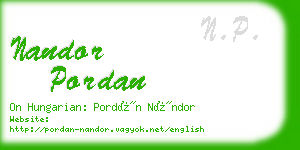 nandor pordan business card